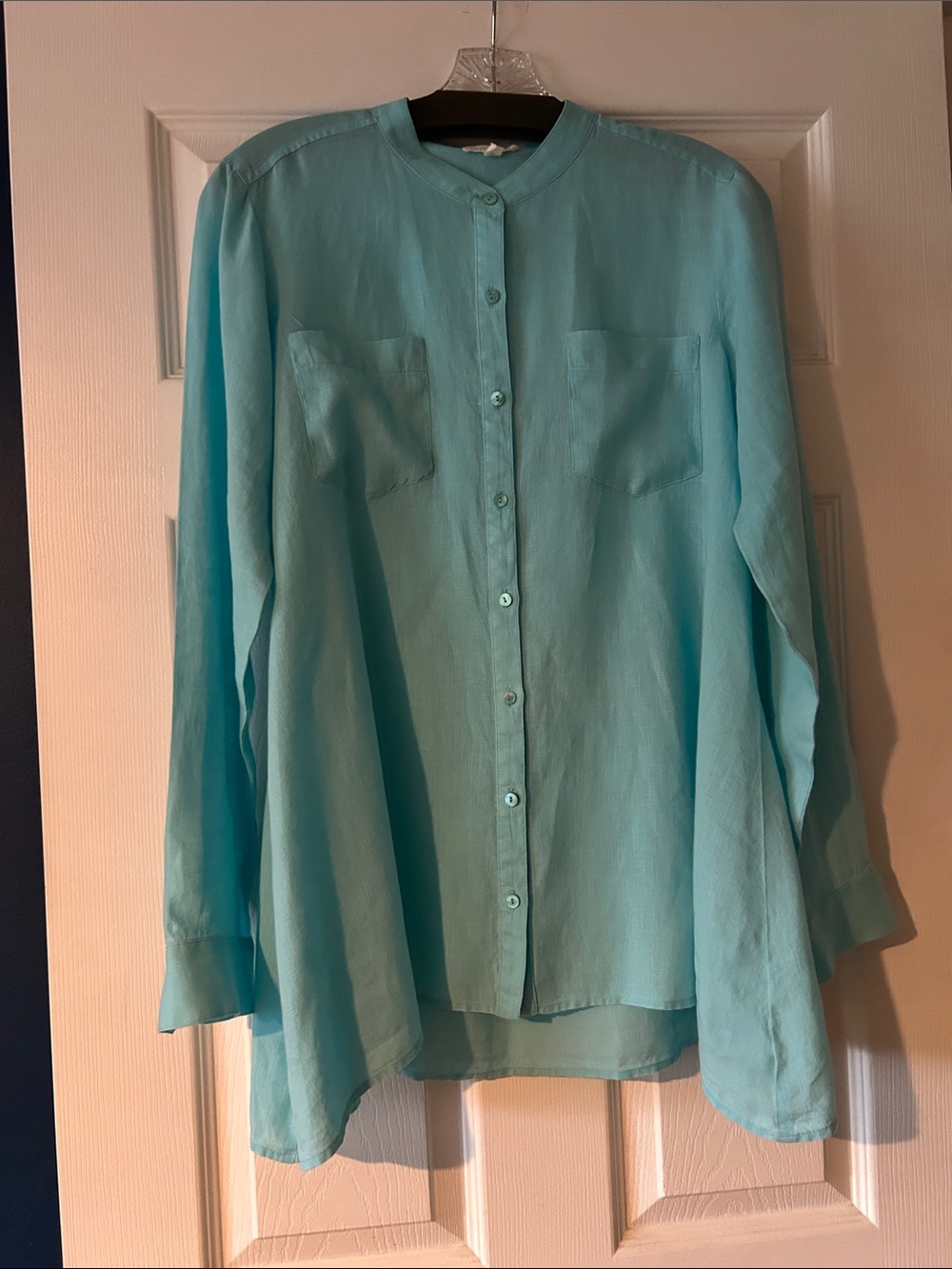 Eileen Fisher Aqua Button-Front Casual Shirt